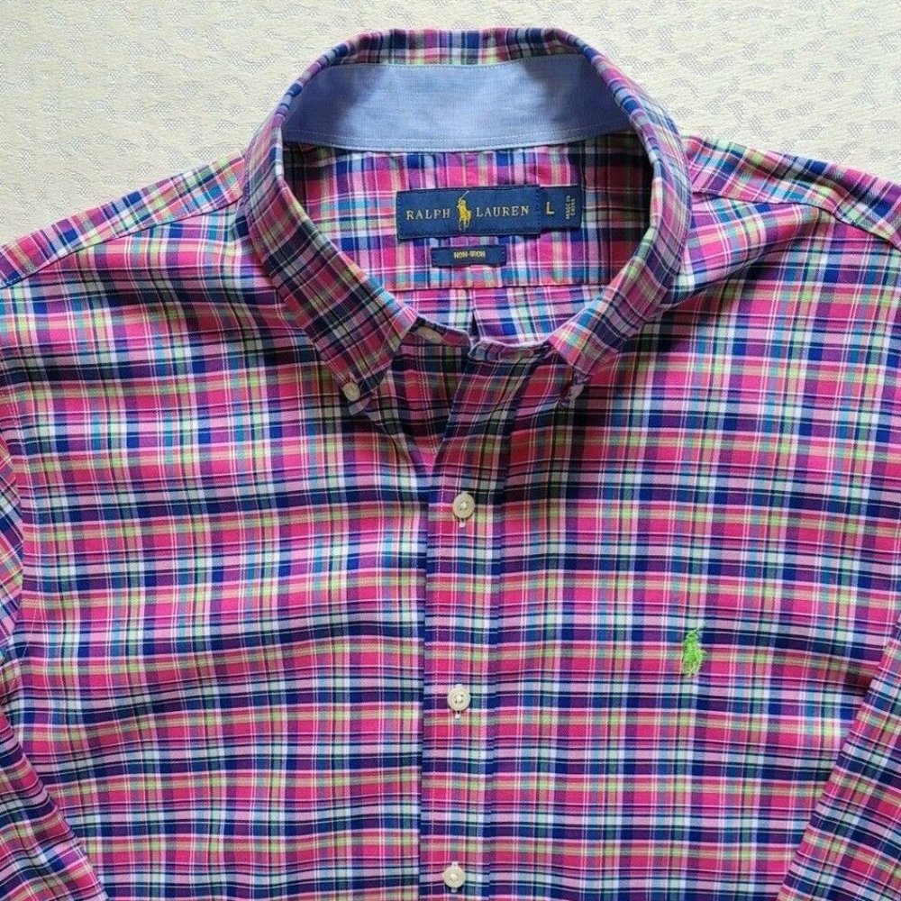Polo Ralph Lauren Plaid Button Down Shirt Men's Large Pink/Blue/Green
